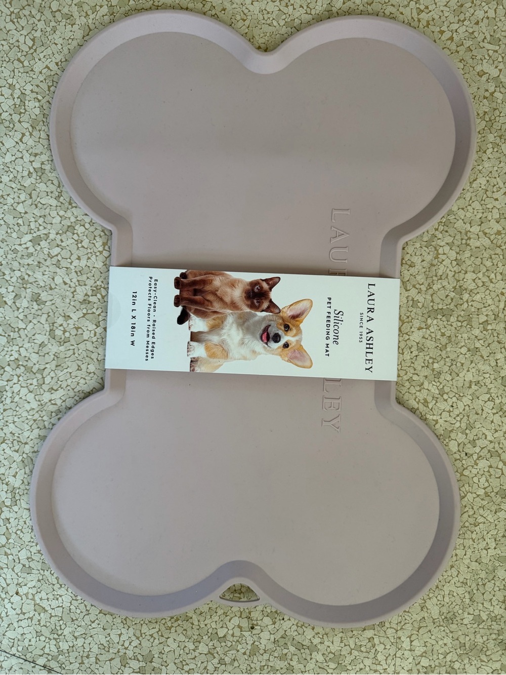 Laura Ashley Blush Pink Bone-Shaped Silicone Pet Placemat